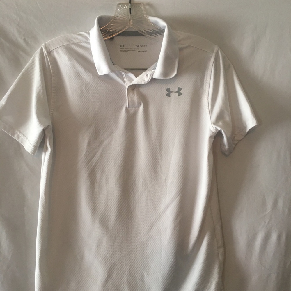 UNDER AMOUR WHITE BOYS POLO     YOUTH LARGE